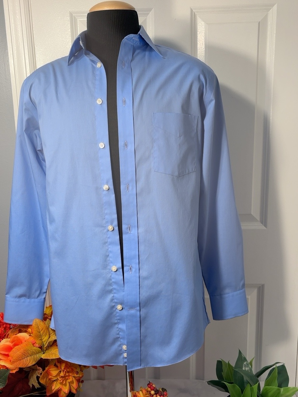 Stafford Men’s Blue Dress Shirt Regular Fit 15 32/33 Long Sleeve